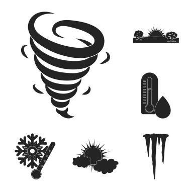 Set koleksiyonu tasarım için farklı hava siyah simgeler. İşaretler ve hava vektör özelliklerini hisse senedi web illüstrasyon simgesi.