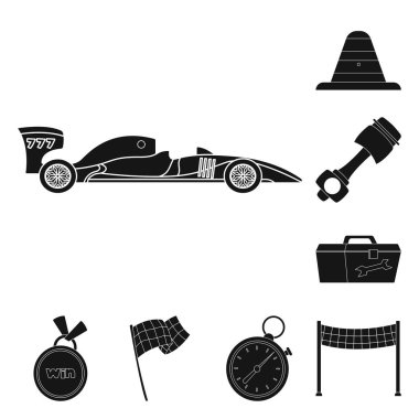 Araba ve ralli işareti yalıtılmış nesne. Araba ve yarış hisse senedi simgesi web için kümesi.