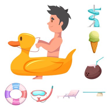 Havuzu ve yüzme logo vektör Illustration. Hisse senedi için havuz ve etkinlik vektör simge kümesi.