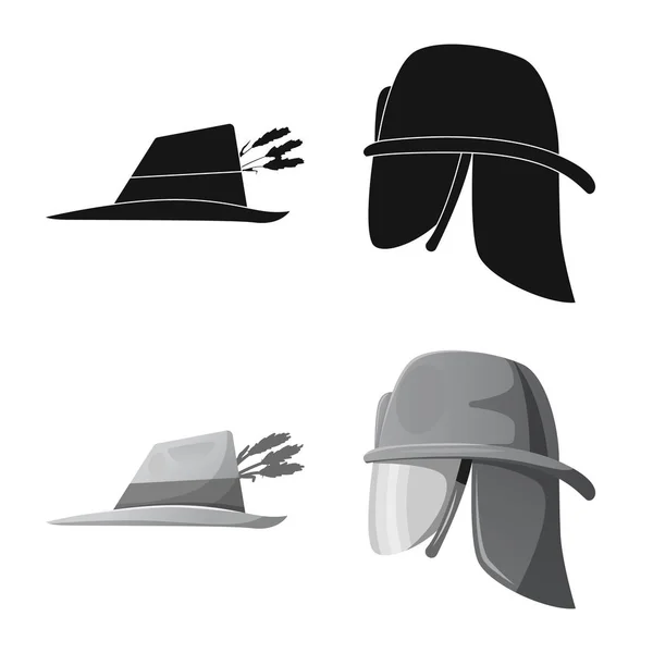 Objeto aislado de la cabeza y la señal de la tapa. Colección de sombreros y accesorios stock vector ilustración . — Vector de stock