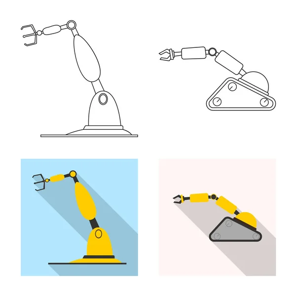 Ilustración vectorial de robot y símbolo de fábrica. Conjunto de robot e ilustración de vector de stock espacial . — Vector de stock