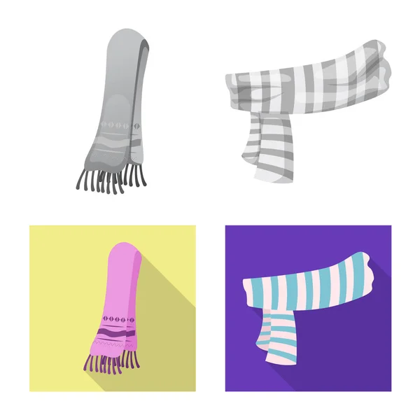Geïsoleerde object van sjaal en omslagdoek symbool. Collectie van sjaal en accessoire aandelensymbool voor web. — Stockvector