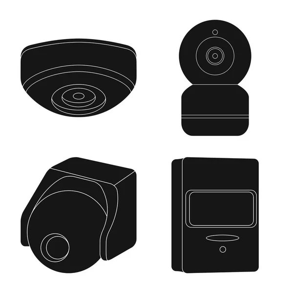 Ilustración vectorial de cctv y logotipo de la cámara. Conjunto de cctv y sistema de stock símbolo para web . — Vector de stock