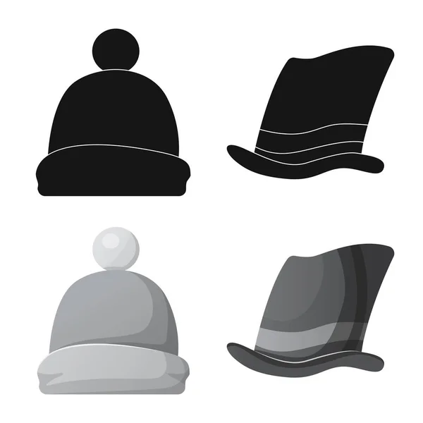 Objeto aislado de la cabeza y el símbolo de la tapa. Conjunto de sombreros y accesorios stock vector ilustración . — Vector de stock