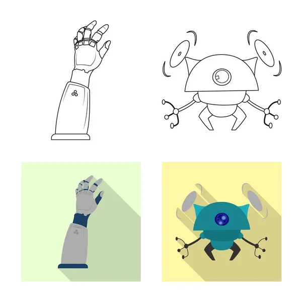 Isoliertes Roboterobjekt und Fabriksymbol. Roboter- und Space-Stock-Symbol für das Web. — Stockvektor