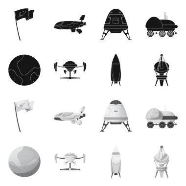 Mars ve uzay logo vektör tasarımı. Mars ve dünya hisse senedi vektör çizim koleksiyonu.