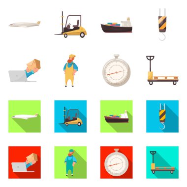 Eşya ve kargo işareti vektör tasarımı. Ürünler ve hisse senedi için ambar vektör simge kümesi.