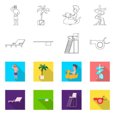 Havuzu ve yüzme işaret illüstrasyon vektör. Havuzu ve etkinlik hisse senedi vektör çizim topluluğu.