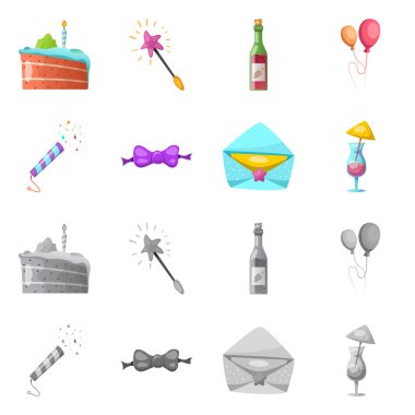 Yalıtılmış nesne parti ve Doğum günü kutsal kişilerin resmi. Hisse senedi için kutlama ve parti vektör simge kümesi.