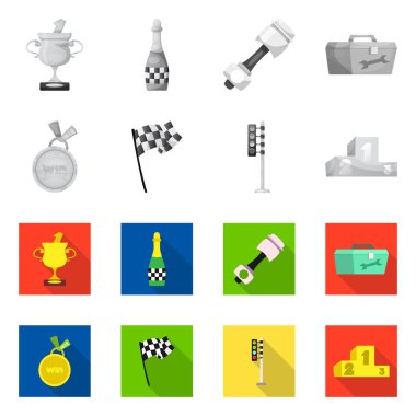 Araba ve ralli simge vektör tasarımı. Hisse senedi için araba ve yarış vektör simge kümesi.