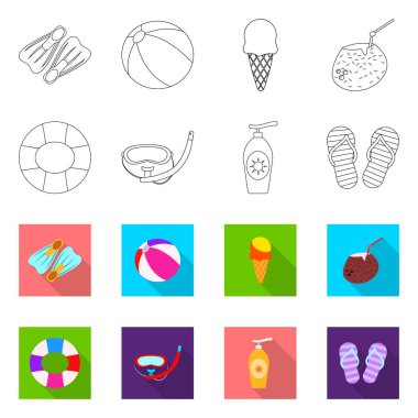 Yalıtılmış nesne havuzu ve yüzme simgesi. Hisse senedi için havuz ve etkinlik vektör simge topluluğu.