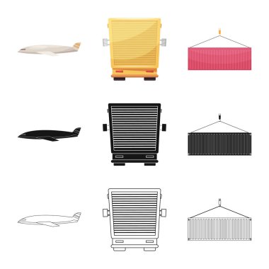 Eşya ve kargo logo vektör tasarımı. Ürünler ve ambar hisse senedi simgesi için web topluluğu.