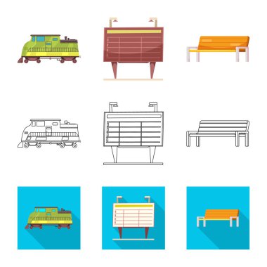 Tren ve istasyon logo vektör tasarımı. Tren ve bilet hisse senedi simgesi için web topluluğu.