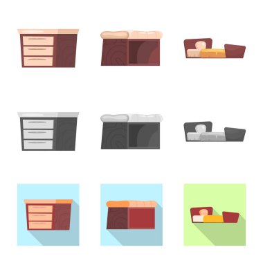 Mobilya ve daire işareti vektör tasarımı. Mobilya ve ev hisse senedi simgesi web için set.