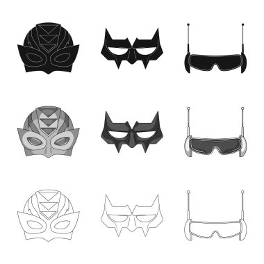Kahraman ve maske sembolü yalıtılmış nesne. Kahraman ve süper kahraman hisse senedi simgesi için web topluluğu.