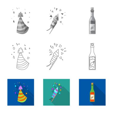 Parti ve Doğum günü simge vektör Illustration. Hisse senedi için kutlama ve parti vektör simge kümesi.