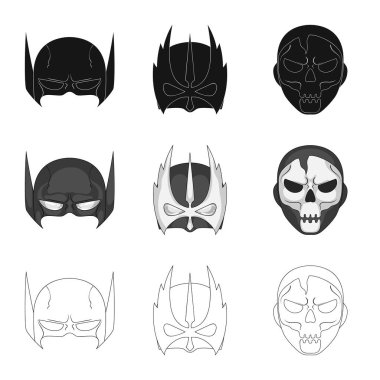 Kahraman ve maske simge vektör Illustration. Web için kahraman ve süper kahraman hisse senedi simgesi kümesi.