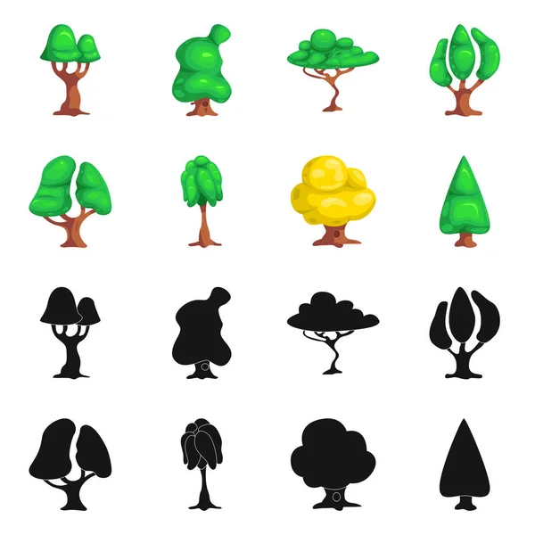 Vektordesign von Baum und Natur-Logo. Set von Baum- und Kronenvektorsymbol für Aktien. — Stockvektor