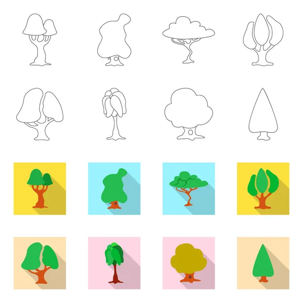 Векторный дизайн дерева и знака природы. Коллекция векторных иллюстраций дерева и короны . — стоковый вектор