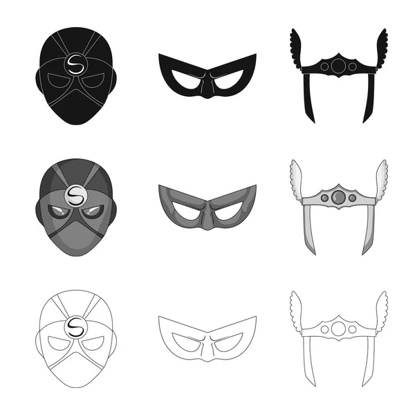 Ilustración vectorial del icono de héroe y máscara. Conjunto de héroe y superhéroe icono de vector para la acción . — Vector de stock