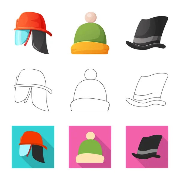 Ilustração vetorial de chapéus e chapéus. Coleção de chapéus e acessórios ilustração vetorial . — Vetor de Stock