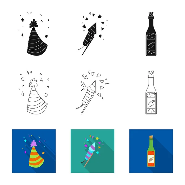 Изолированный объект вечеринки и логотип дня рождения. Коллекция праздничных и праздничных фондовых символов для интернета . — стоковый вектор