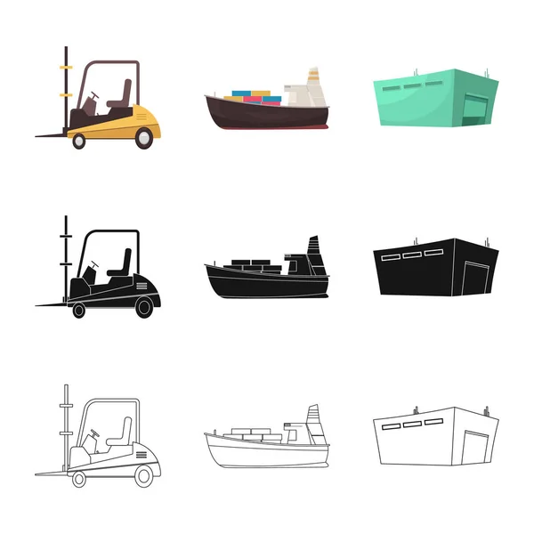 Illustrazione vettoriale delle merci e segno del carico. Serie di merci e magazzino magazzino magazzino vettoriale illustrazione . — Vettoriale Stock