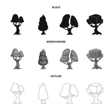 Ağaç ve doğa işareti vektör Illustration. Ağaç ve taç hisse senedi vektör çizim topluluğu.