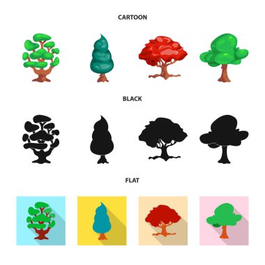 Ağaç ve doğa simge vektör tasarımı. Hisse senedi için ağaç ve taç vektör simge kümesi.