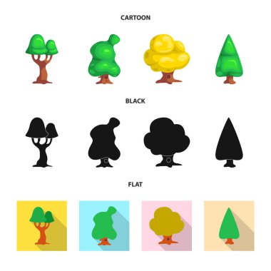 Ağaç ve doğa logo vektör tasarımı. Hisse senedi için ağaç ve taç vektör simge kümesi.