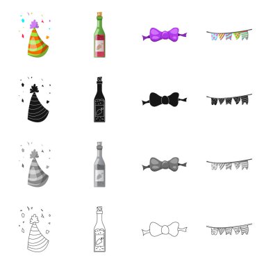 Parti ve Doğum günü simge vektör Illustration. Web için kutlama ve parti hisse senedi simgesi kümesi.