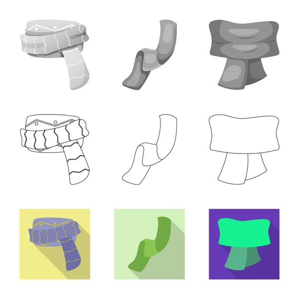 Geïsoleerde object van pictogram sjaal en sjaal. Verzameling van sjaal en accessoire voorraad vectorillustratie. — Stockvector