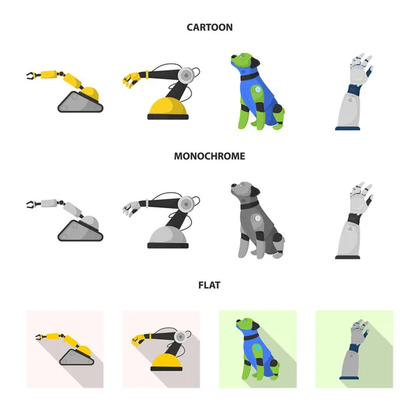Векторная иллюстрация робота и заводского символа. Набор векторных иллюстраций робота и космоса . — стоковый вектор