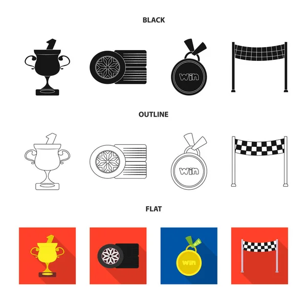 Ізольований об'єкт автомобіля та логотип ралі. Набір символів автомобіля та гонки для Інтернету . — стоковий вектор