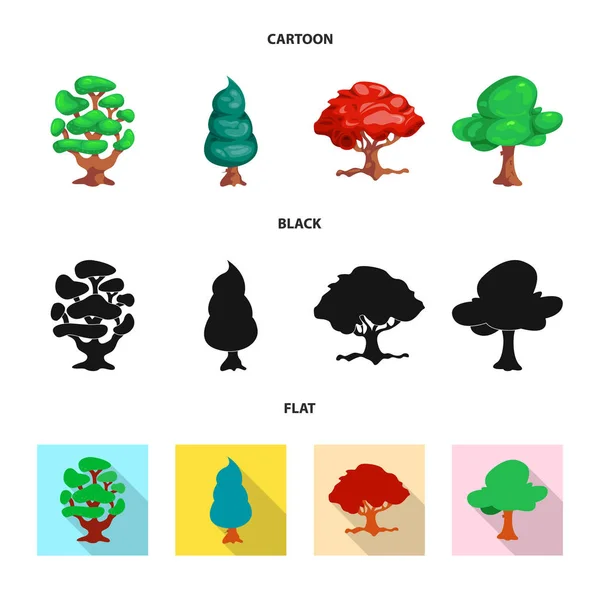 Conception vectorielle de l'arbre et l'icône de la nature. Jeu d'icônes vectorielles arbre et couronne pour stock . — Image vectorielle