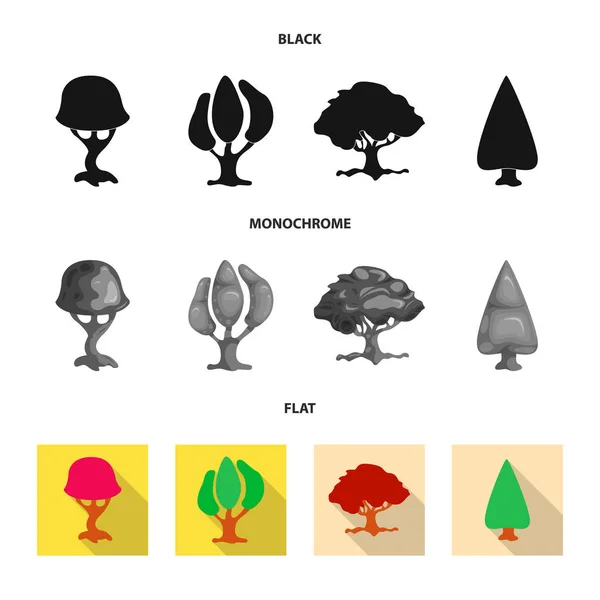 Ilustração vetorial de árvore e ícone da natureza. Conjunto de árvore e coroa símbolo de estoque para web . — Vetor de Stock