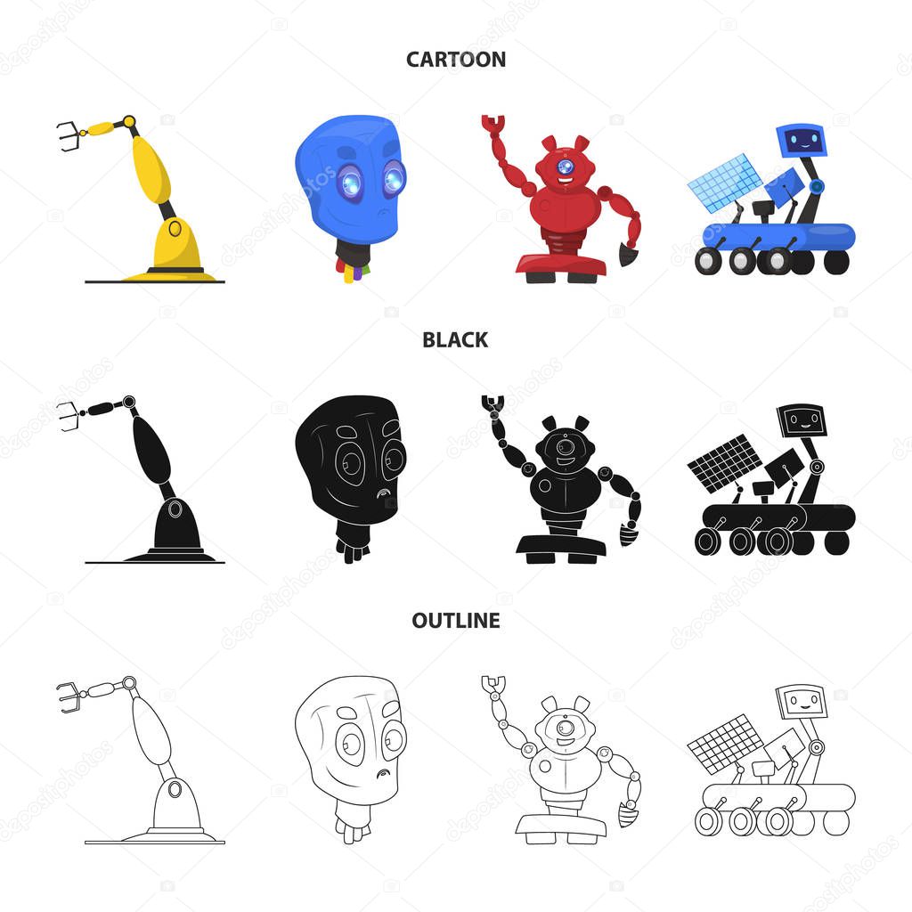 Vector design of robot and factory icon. Set of robot and space stock vector illustration.