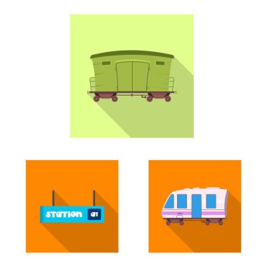 Tren ve istasyon logo vektör Illustration. Tren ve bilet hisse senedi vektör çizim topluluğu.