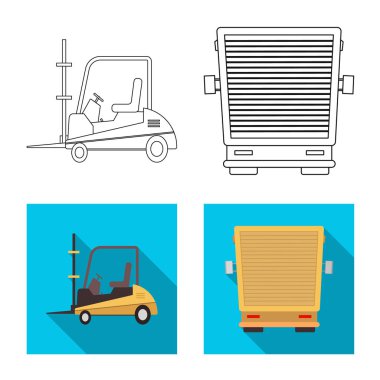 Eşya ve kargo işareti vektör tasarımı. Ürünler ve hisse senedi için ambar vektör simge kümesi.