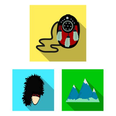 Ülke İskoçya set koleksiyonu tasarım için düz simgeler. Gezi, kültür ve gelenek sembol stok illüstrasyon vektör.