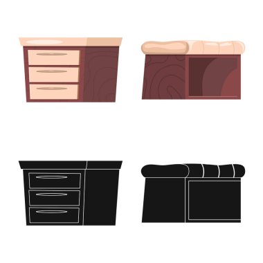 Mobilya ve daire logo vektör Illustration. Mobilya ve ev hisse senedi vektör çizim.