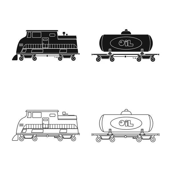 Vektorové ilustrace z vlakového nádraží a stanice symbolu. Sada vlaku a lístek akcií vektorové ilustrace. — Stockový vektor