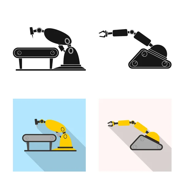 Oggetto isolato di robot e simbolo di fabbrica. Set di robot e lo spazio stock vettoriale illustrazione . — Vettoriale Stock