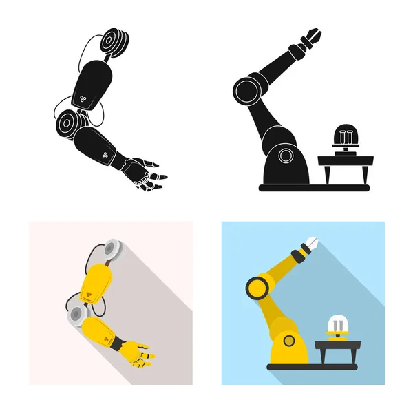 Εικονογράφηση διάνυσμα ρομπότ και εργοστάσιο σύμβολο. Συλλογή των ρομπότ και χώρο σύμβολο μετοχής για το web. — Διανυσματικό Αρχείο