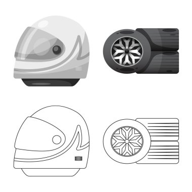 Araba ve ralli simge vektör tasarımı. Araba ve yarış hisse senedi vektör çizim topluluğu.