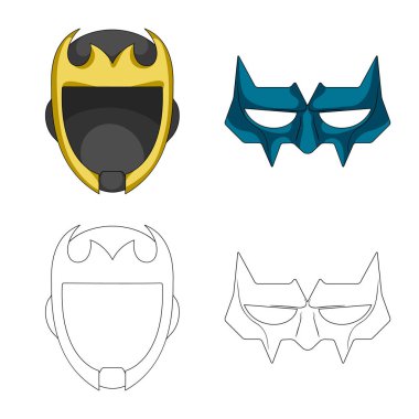 Kahraman ve maske simge vektör Illustration. Kahraman kümesi ve hisse senedi için süper kahraman vektör simgesi.