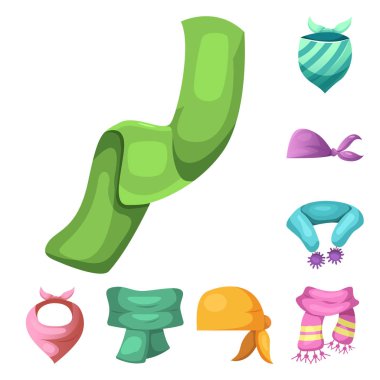 Eşarp ve şal logo vektör tasarımı. Eşarp ve aksesuar hisse senedi vektör çizim koleksiyonu.