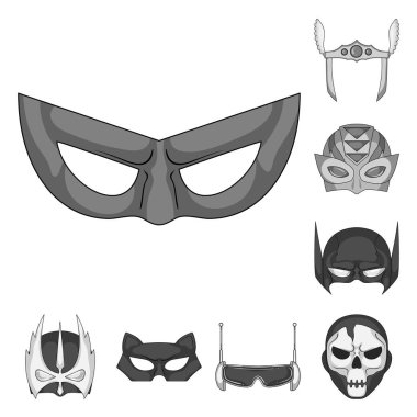 Kahraman ve maske sembolü yalıtılmış nesne. Kahraman kümesi ve hisse senedi için süper kahraman vektör simgesi.