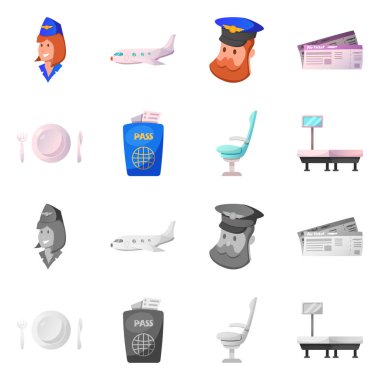 Havaalanı ve uçak simge vektör Illustration. Havaalanı ve uçak hisse senedi vektör çizim topluluğu.