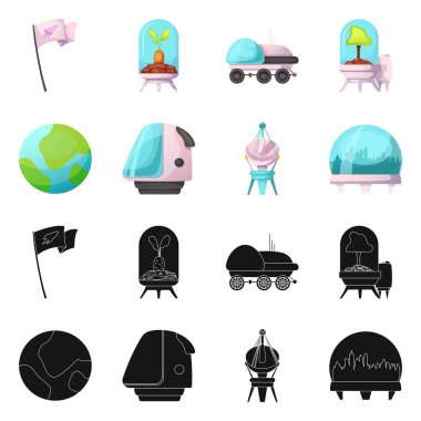 Mars ve yer işareti yalıtılmış nesne. Mars ve dünya hisse senedi vektör çizim koleksiyonu.